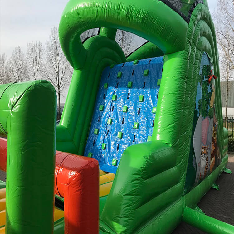KeepFuns Outdoor children's inflatable land obstacle course equipment green orange yellow blue color jungle theme competition props