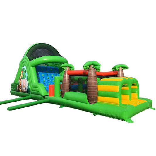 KeepFuns Outdoor children's inflatable land obstacle course equipment green orange yellow blue color jungle theme competition props