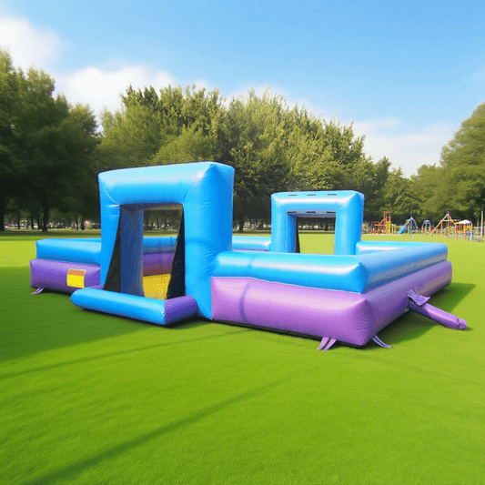KeepFuns Outdoor inflatable football field, children's fun sports park, blue and purple contrast parent-child interactive inflatable facilities