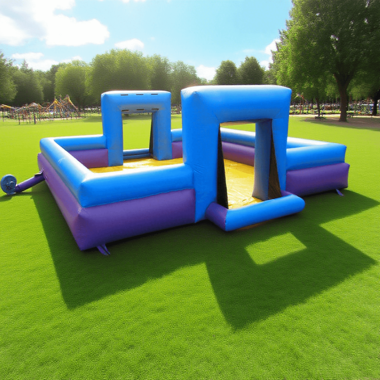 KeepFuns Outdoor inflatable football field, children's fun sports park, blue and purple contrast parent-child interactive inflatable facilities