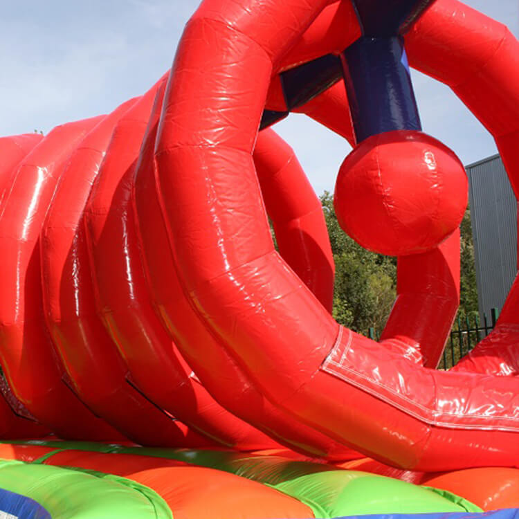 KeepFuns Outdoor inflatable land obstacle course red, blue and green color matching Sports Games competitive entertainment equipment