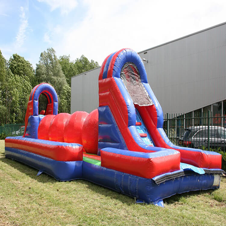 KeepFuns Outdoor inflatable land obstacle course red, blue and green color matching fun competition equipment parent-child interactive inflatable obstacle course toy