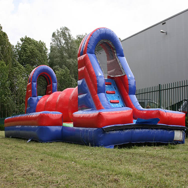 KeepFuns Outdoor inflatable land obstacle course red, blue and green color matching fun competition equipment parent-child interactive inflatable obstacle course toy