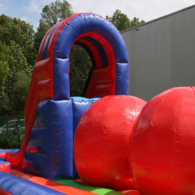 KeepFuns Outdoor inflatable land obstacle course red, blue and green color matching fun competition equipment parent-child interactive inflatable obstacle course toy
