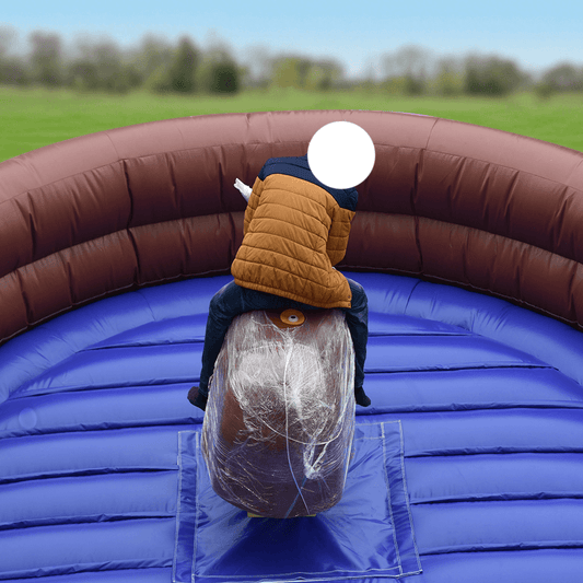 KeepFuns Outdoor inflatable mad bull game equipment Brown, blue and pink color Sports Games entertainment props Simulation mad bull shape interactive toy