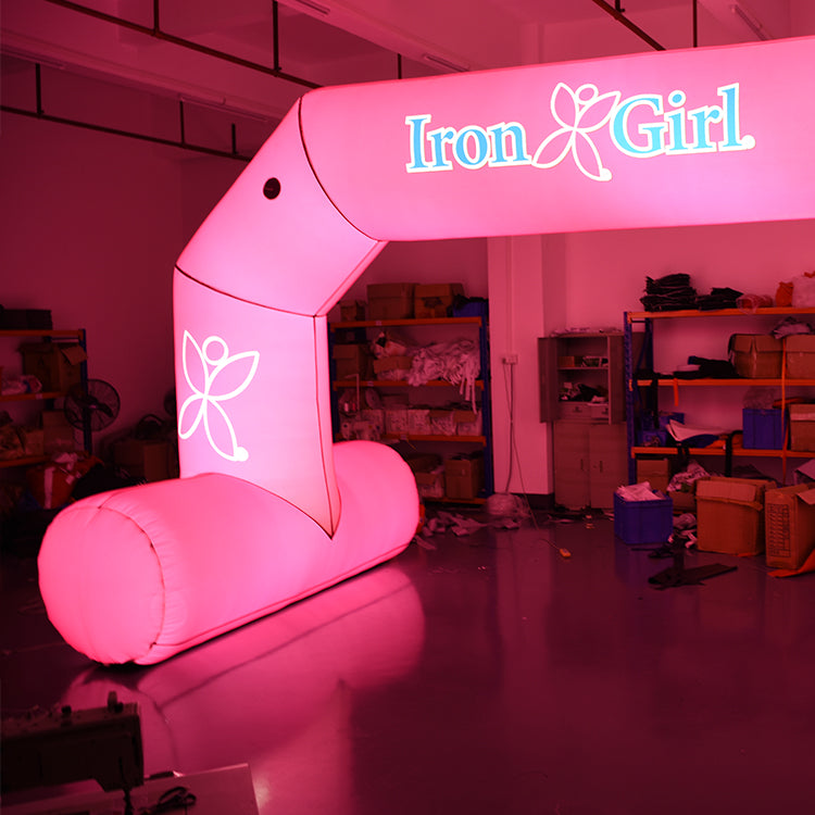 KeepFuns Pink luminous beveled T-leg advertising arch, luminous event check-in arch, party atmosphere decoration arch, customized luminous pattern arch
