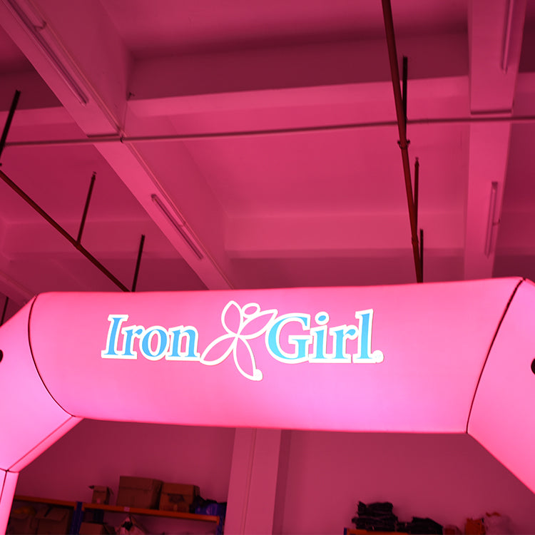 KeepFuns Pink luminous beveled T-leg advertising arch, luminous event check-in arch, party atmosphere decoration arch, customized luminous pattern arch