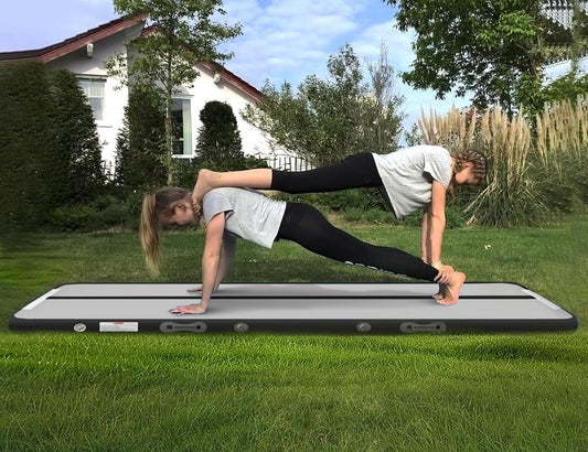 KeepFuns Professional inflatable gymnastics mat black and white dance fitness training mat portable foldable for adults and children