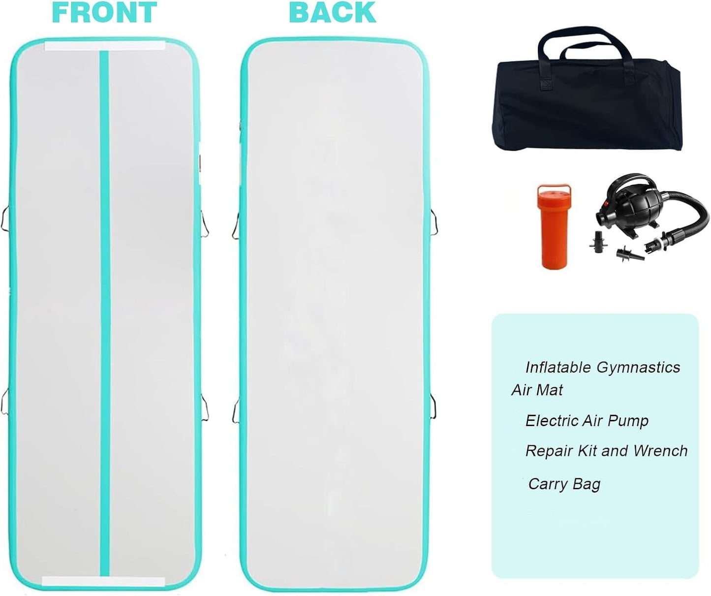 KeepFuns Professional inflatable gymnastics mat blue and gray color children's dance yoga mat portable folding fitness training mat