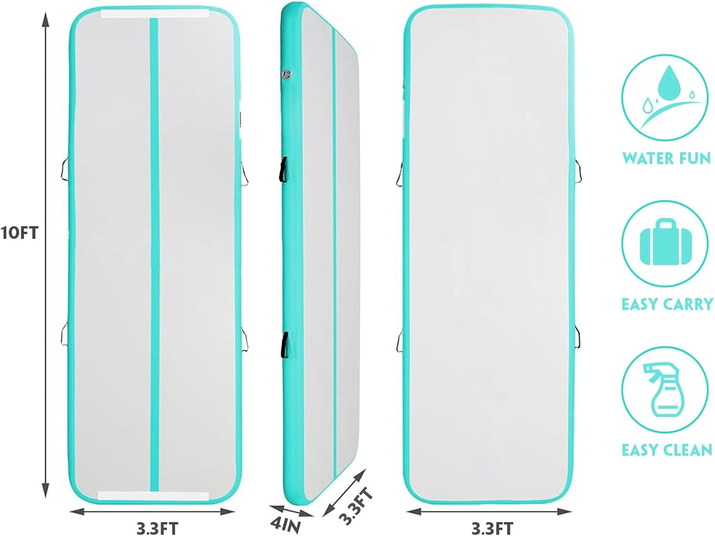 KeepFuns Professional inflatable gymnastics mat blue and gray color children's dance yoga mat portable folding fitness training mat