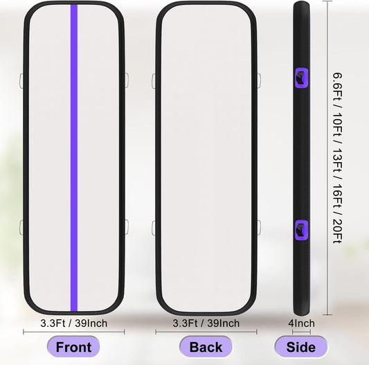 KeepFuns Professional inflatable gymnastics mat purple and white color matching children's dance training mat portable folding home fitness mat