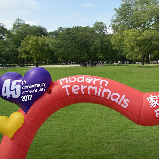 KeepFuns Red cloud decorated special shaped advertising arch Family Day event inflatable arch Corporate parent-child event arch Customized theme pattern arch