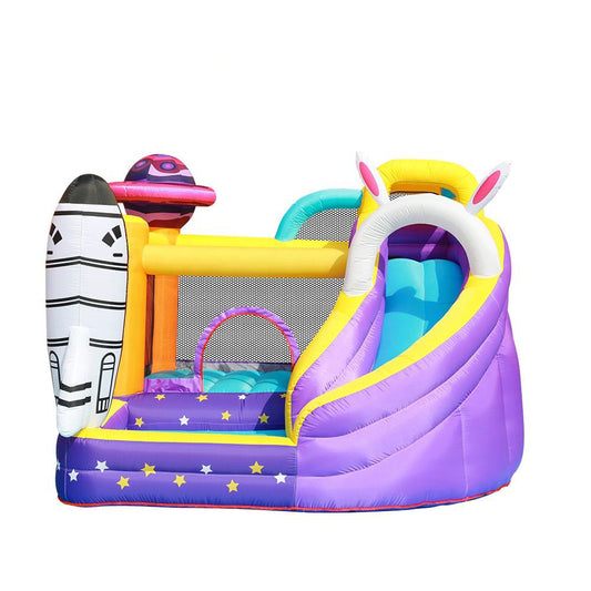 KeepFuns Space theme inflatable castle Children's slide trampoline park Outdoor parent-child interactive amusement facilities Rocket planet shaped inflatable toys