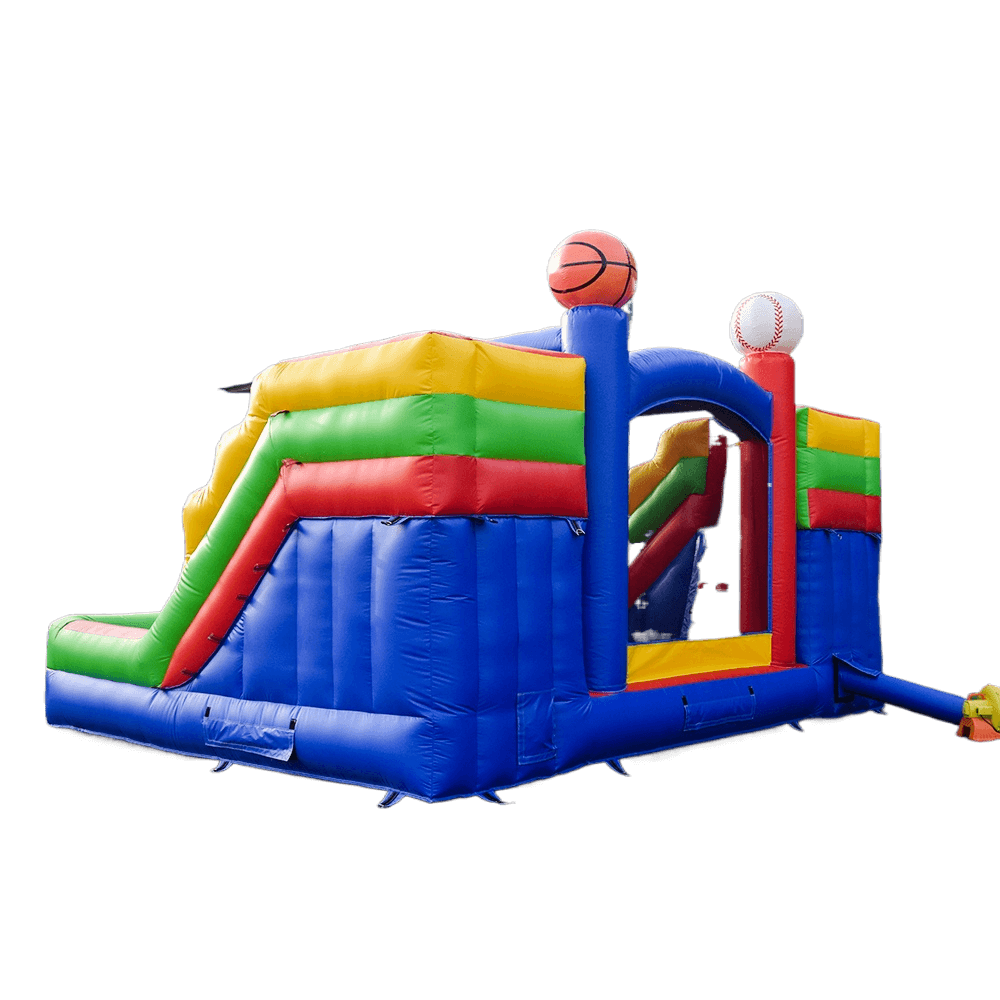 KeepFuns Sports theme inflatable playground Children's slide trampoline facilities Outdoor parent-child interactive colorful amusement castle