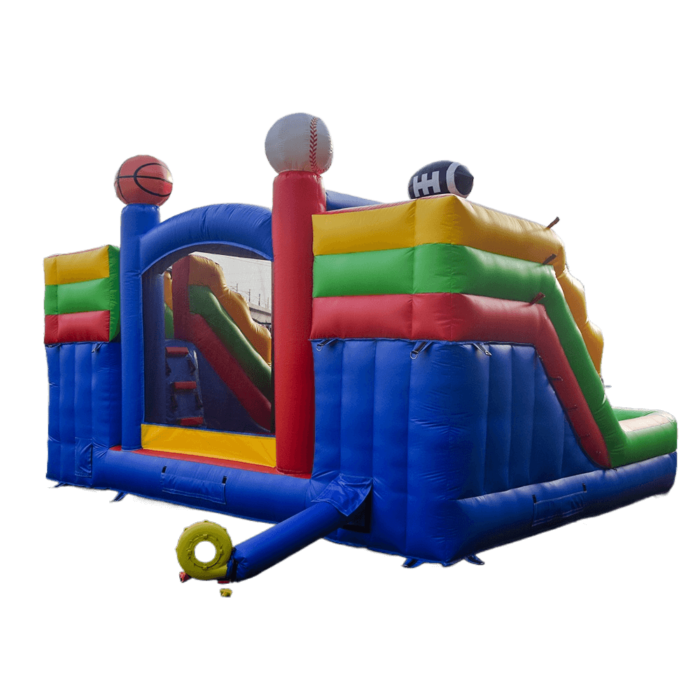 KeepFuns Sports theme inflatable playground Children's slide trampoline facilities Outdoor parent-child interactive colorful amusement castle