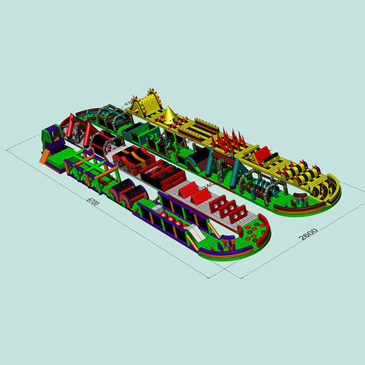 KeepFuns Super long inflatable land obstacle course equipment Multicolor splicing Sports Games outdoor competition props