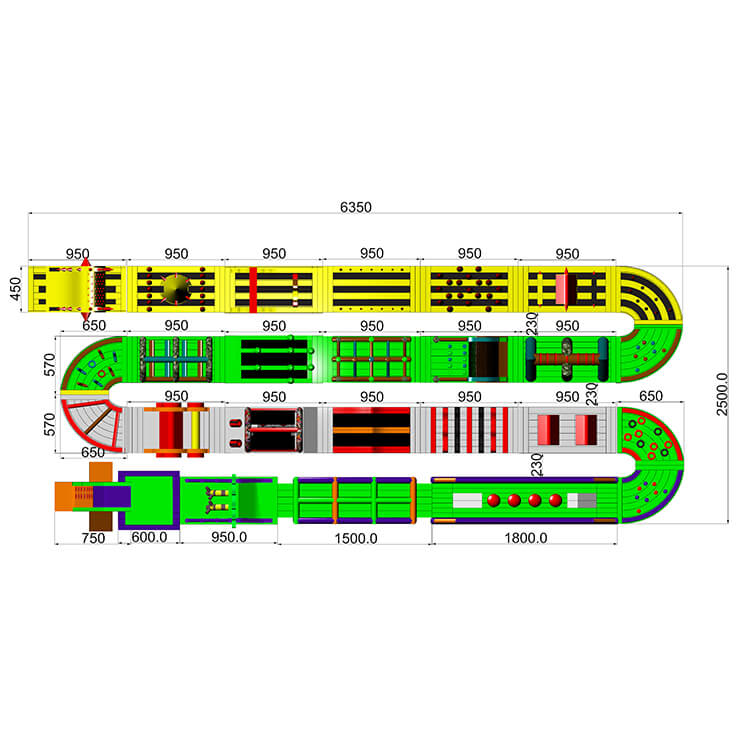 KeepFuns Super long inflatable land obstacle course equipment Multicolor splicing Sports Games outdoor competition props