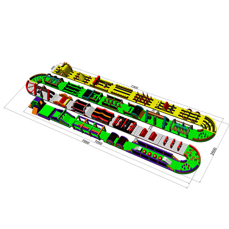 KeepFuns Super long inflatable land obstacle course equipment Multicolor splicing Sports Games outdoor competition props