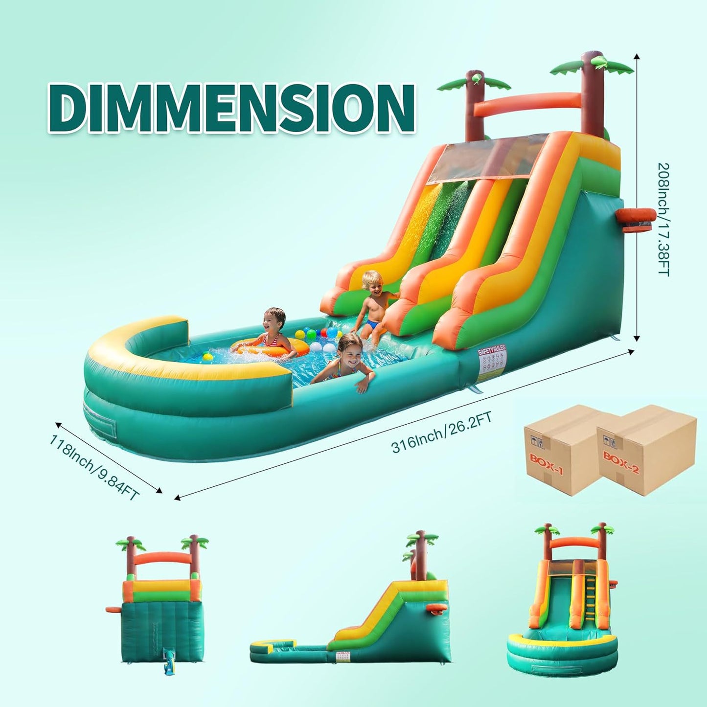 KeepFuns Tropical inflatable water slide Outdoor children's water park Parent-child interactive swimming pool slide facilities