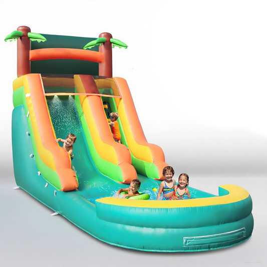 KeepFuns Tropical inflatable water slide Outdoor children's water park Parent-child interactive swimming pool slide facilities