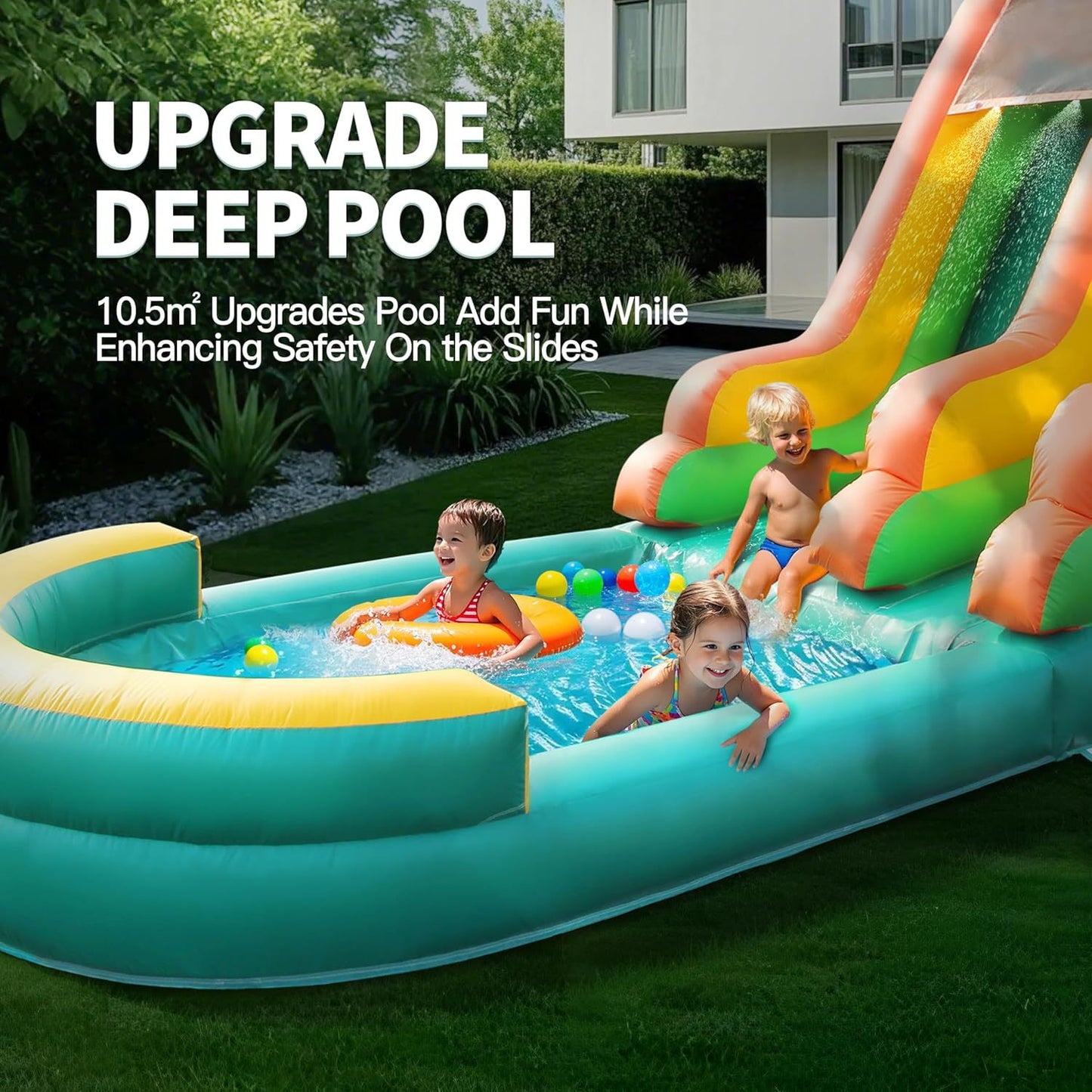 KeepFuns Tropical inflatable water slide Outdoor children's water park Parent-child interactive swimming pool slide facilities