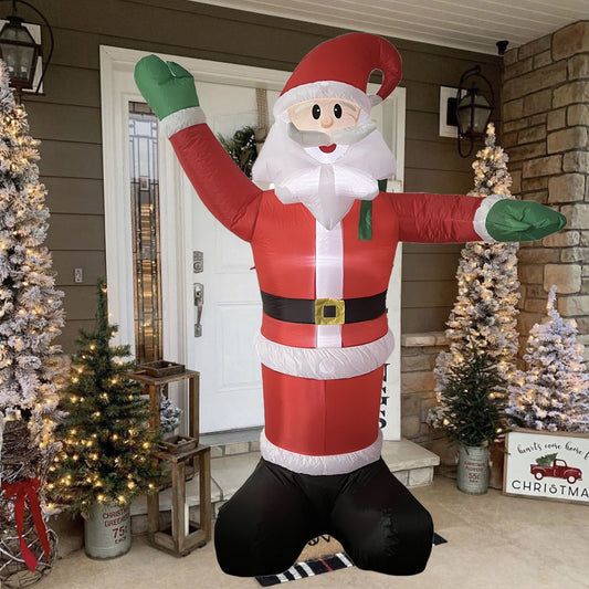 2.5m WAVING SANTA Christmas Inflatable Waving Santa Claus, LED Light Up