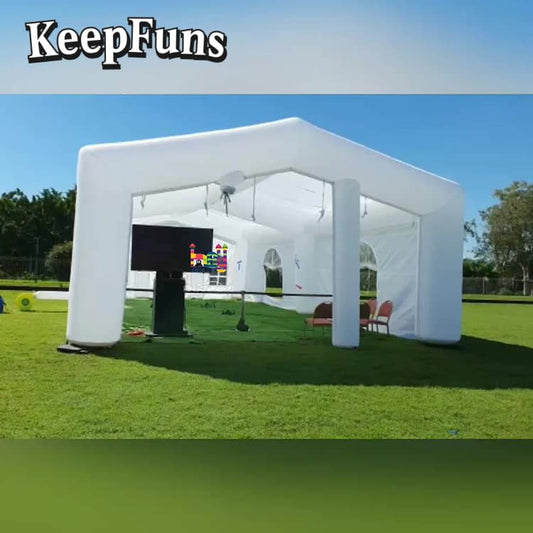 KeepFuns White Inflatable Peak Tent, with customizable size and logo, inflates quickly. It is suitable for parties, night discos, outdoor entertainment, advertising, etc.