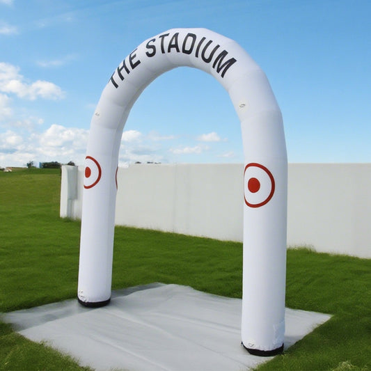 KeepFuns White inflatable semicircular advertising arch, stadium event arch, custom text pattern arch, outdoor sports promotion arch