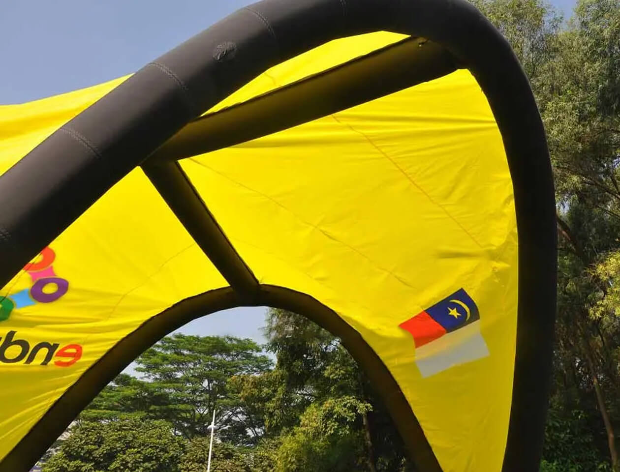 KeepFuns Yellow and black color matching inflatable tent outdoor event awning custom LOGO advertising inflatable model