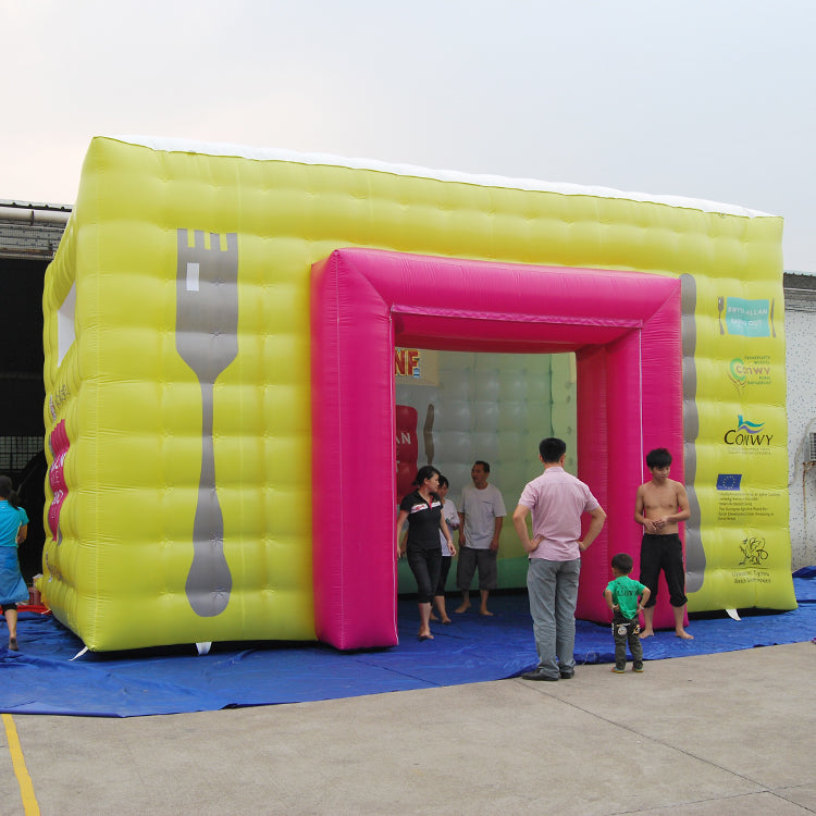 Yellow custom advertising inflatable tent, event promotion and exhibition inflatable model, outdoor portable brand promotion tent