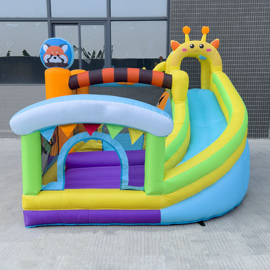 KeepFuns Zoo theme inflatable castle, children's slide trampoline park, outdoor parent-child interactive amusement facilities, colorful cartoon animal inflatable toys