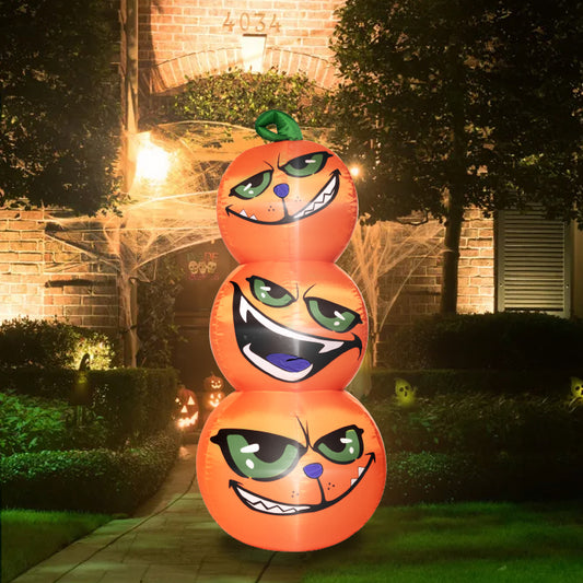 1.2M Inflatable Halloween Pumpkins Stack Holiday Decor w/ Built-in LED Lights
