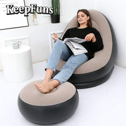 KeepFuns Inflatable Single Sofa, inflates quickly, is lightweight, and suitable for home, camping, and other outdoor activities, etc.