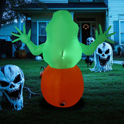 1.5M Halloween Inflatable Decoration - Glowing Ghost in Pumpkin, LED - Lit Spooky Yard Decor with Horror Theme for Outdoor Party, Lawn & Garden Haunted Display