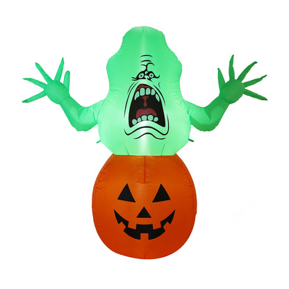 1.5M Halloween Inflatable Decoration - Glowing Ghost in Pumpkin, LED - Lit Spooky Yard Decor with Horror Theme for Outdoor Party, Lawn & Garden Haunted Display