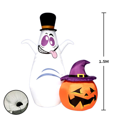 1.5M Halloween Inflatable Ghost and Pumpkin Combination Decoration