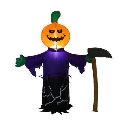 1.5m Halloween Inflatable Decoration Pumpkin Scythe Ghost Shape Lighted Outdoor Garden Decoration Props