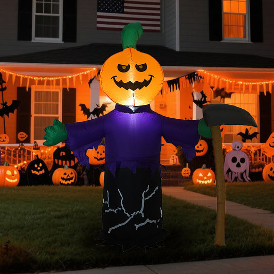 1.5m Halloween Inflatable Decoration Pumpkin Scythe Ghost Shape Lighted Outdoor Garden Decoration Props