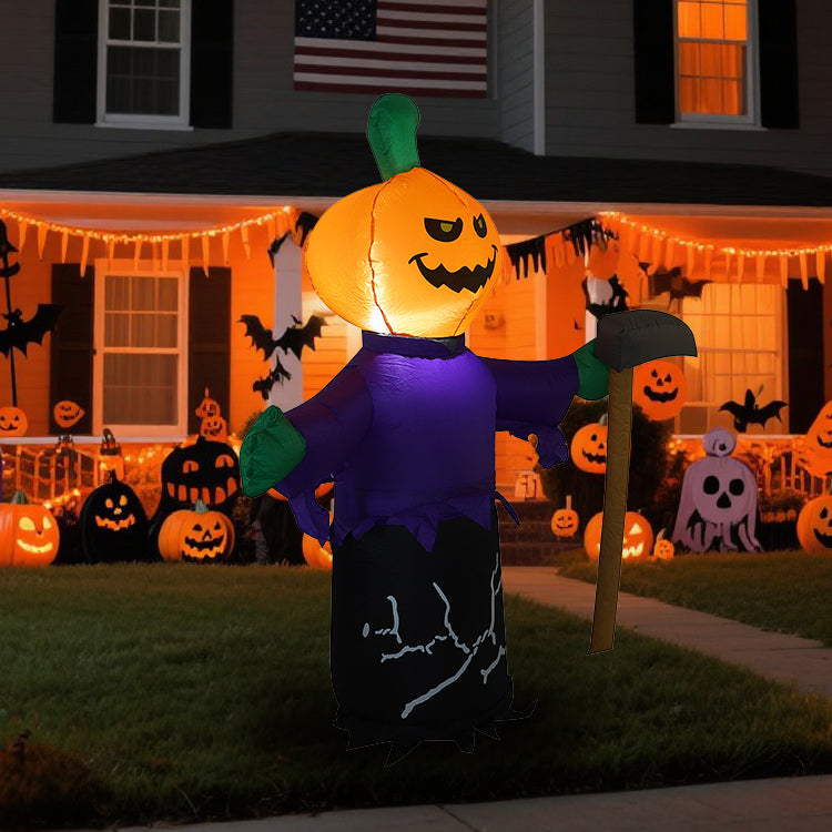 1.5m Halloween Inflatable Decoration Pumpkin Scythe Ghost Shape Lighted Outdoor Garden Decoration Props