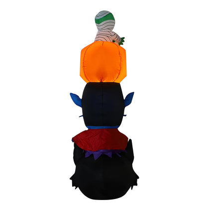 1.8m high Halloween inflatable decoration pumpkin vampire black cat mummy stacking pumpkin elf combination with light garden decoration props