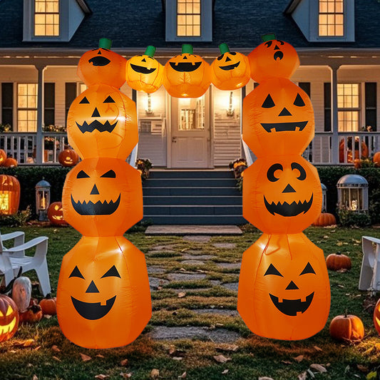 10FT Halloween Inflatable Pumpkin Archway Decoration - LED - Lit Jack - o'- Lanterns for Outdoor Yard, Garden, Party Entrance Decor