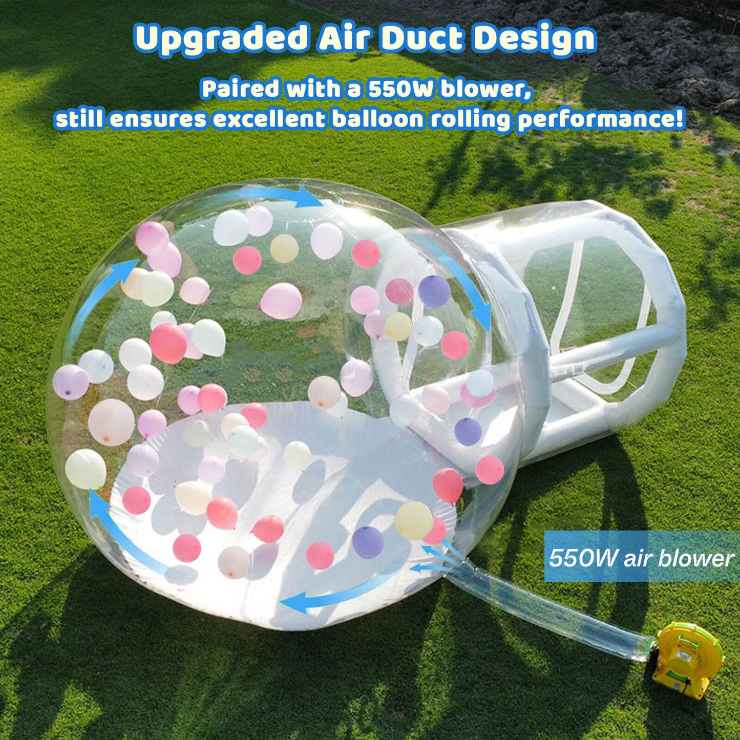 10FT Inflatable Bubble House, PVC Bubble Bounce House with Upgraded Double Air Duct, Bubble Tent Dome for Backyard Birthday Wedding Christmas Party