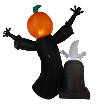 2.4M Halloween inflatable decoration pumpkin skull ghost tombstone combination with light outdoor garden layout props