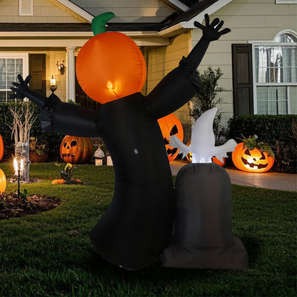 2.4M Halloween inflatable decoration pumpkin skull ghost tombstone combination with light outdoor garden layout props
