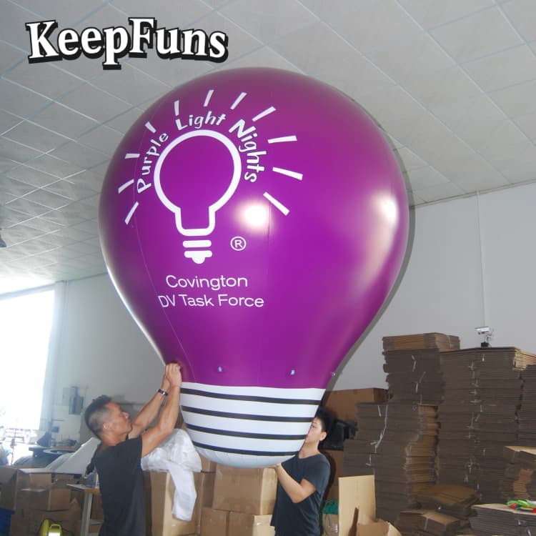 KeepFuns Inflatable Light Bulb Decoration - Waterproof & Reusable PVC, Custom Logo for Commercial Events & Marketing Campaigns