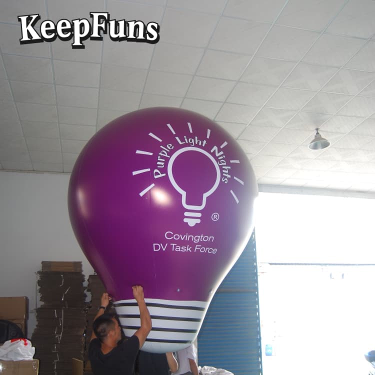 KeepFuns Inflatable Light Bulb Decoration - Waterproof & Reusable PVC, Custom Logo for Commercial Events & Marketing Campaigns
