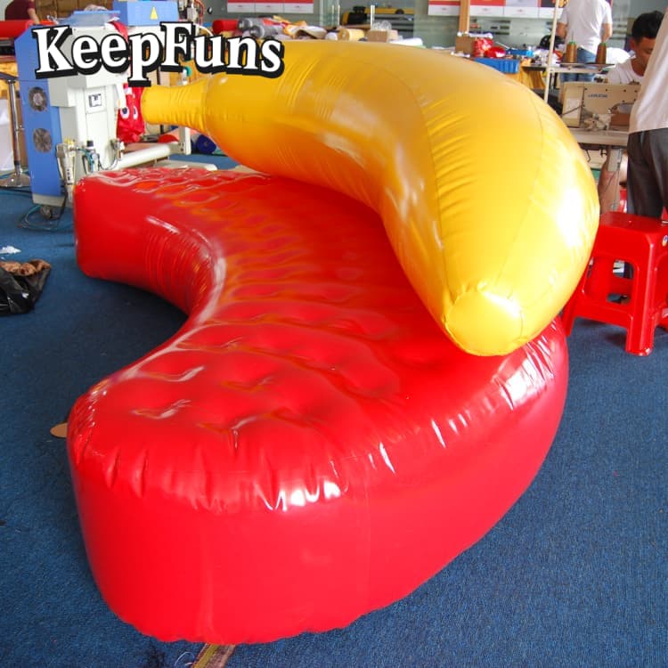 KeepFuns PVC Inflatable Banana Sofa - Waterproof & Durable, Custom Logo Acceptable for Brand Marketing, Mall Display, Indoor Playground & Home Use