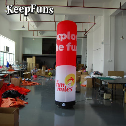 KeepFuns Inflatable Advertising Light Tubes: Customizable (color, size, print), easy to inflate, durable, ideal for ads, malls, clubs, courtyards.