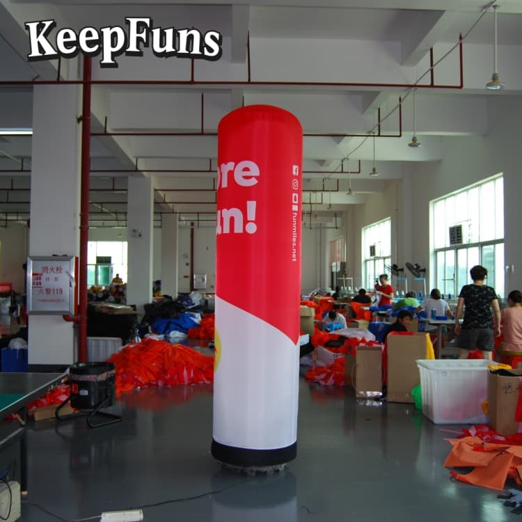 KeepFuns Inflatable Advertising Light Tubes: Customizable (color, size, print), easy to inflate, durable, ideal for ads, malls, clubs, courtyards.