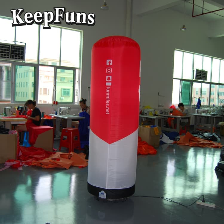 KeepFuns Inflatable Advertising Light Tubes: Customizable (color, size, print), easy to inflate, durable, ideal for ads, malls, clubs, courtyards.